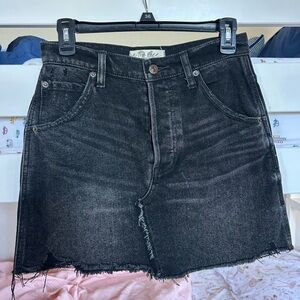 Free People Black Denim Mini Skirt